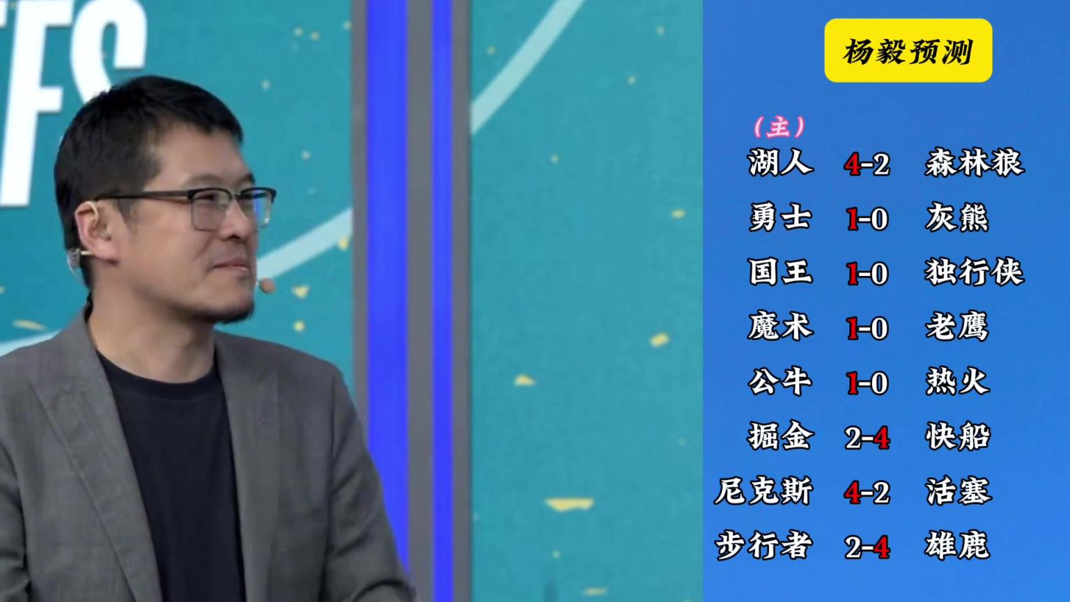明燈來(lái)了！看看楊毅的季后賽預(yù)測(cè)：湖人4-2狼 快船4-2掘金